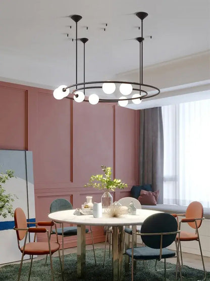 Modern gold glass ball led chandelier living room pendant light