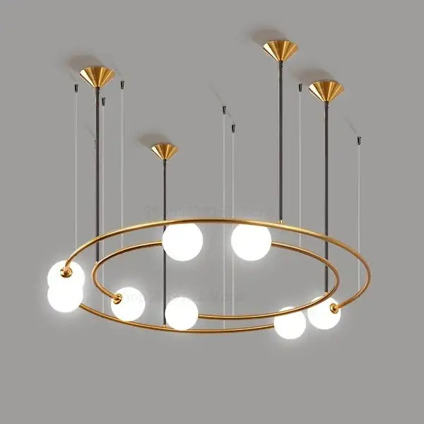 Modern gold glass ball led chandelier living room pendant light