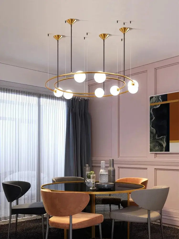 Modern gold glass ball led chandelier living room pendant light