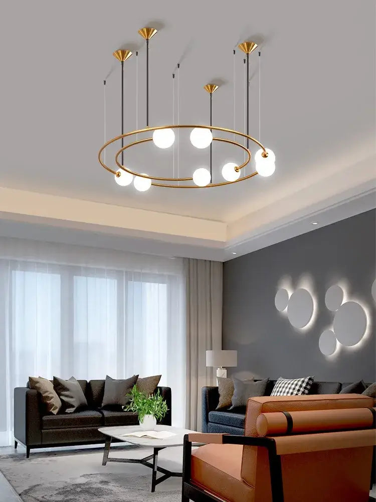 Modern gold glass ball led chandelier living room pendant light