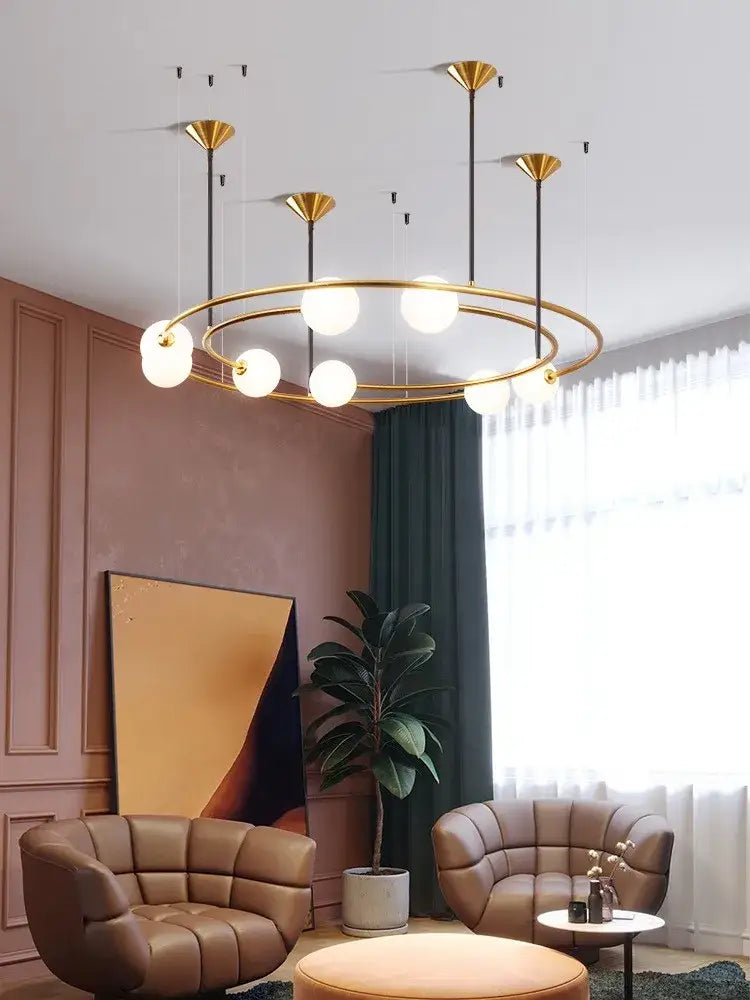 Modern gold glass ball led chandelier living room pendant light