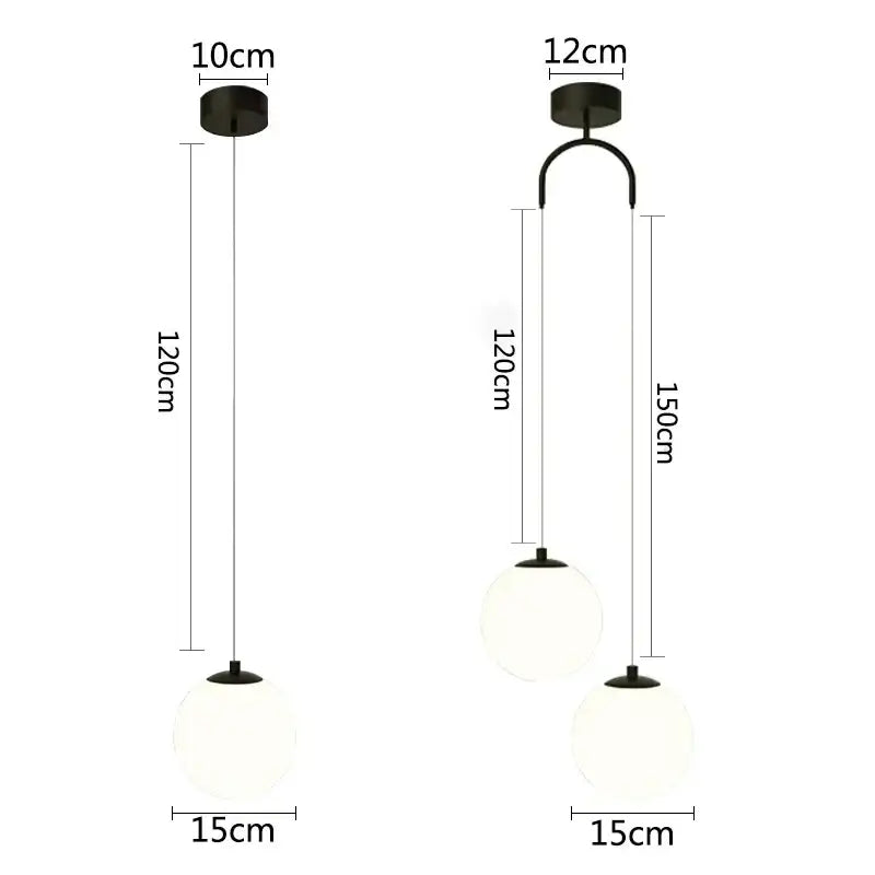 Modern gold glass ball led pendant chandelier for bedroom