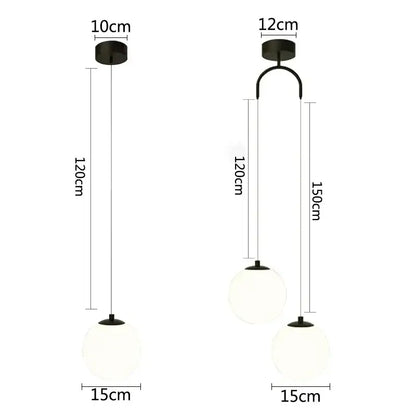 Modern gold glass ball led pendant chandelier for bedroom