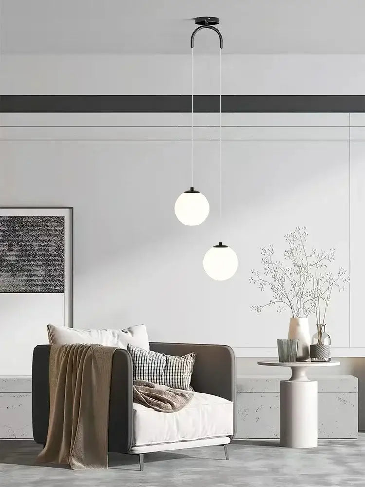Modern gold glass ball led pendant chandelier for bedroom