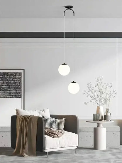 Modern gold glass ball led pendant chandelier for bedroom