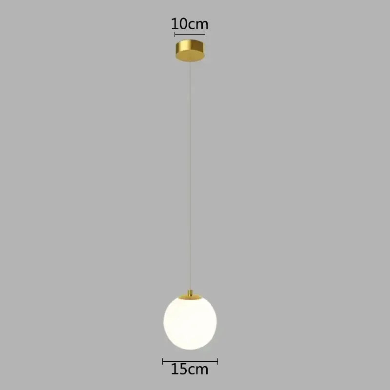 Modern gold glass ball led pendant chandelier for bedroom