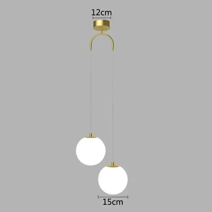 Modern gold glass ball led pendant chandelier for bedroom