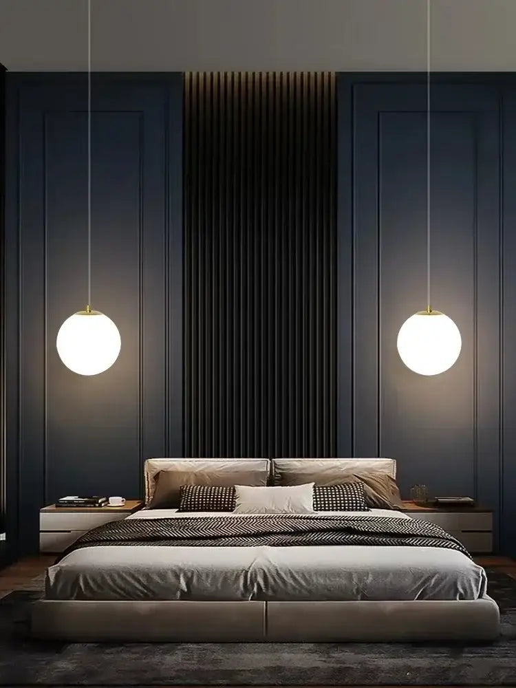 Modern gold glass ball led pendant chandelier for bedroom