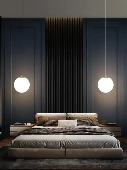 Modern gold glass ball led pendant chandelier for bedroom