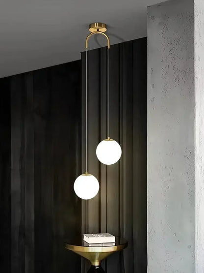 Modern gold glass ball led pendant chandelier for bedroom
