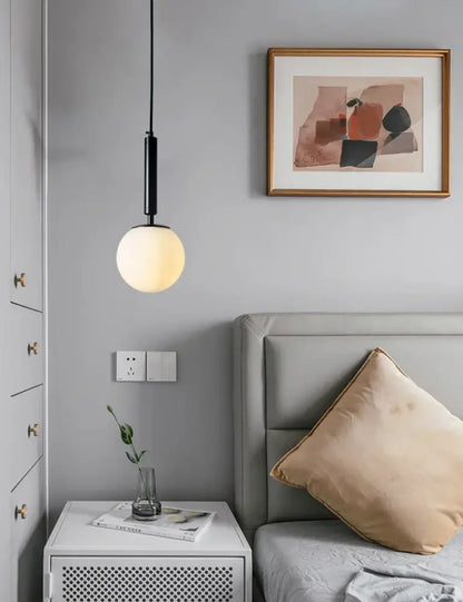 Modern gold glass ball led pendant light bedroom globe lamp