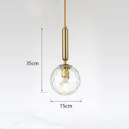 Modern gold glass ball led pendant light bedroom globe lamp