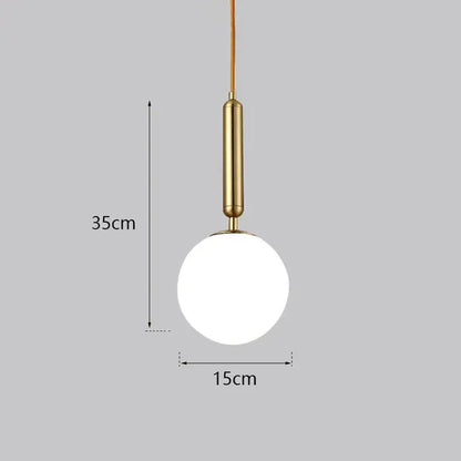 Modern gold glass ball led pendant light bedroom globe lamp