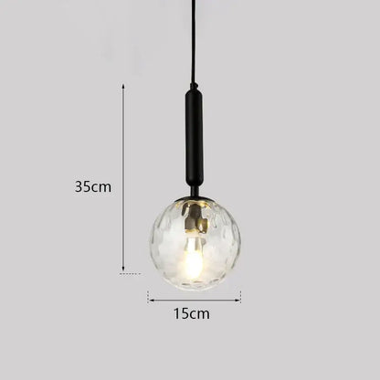 Modern gold glass ball led pendant light bedroom globe lamp