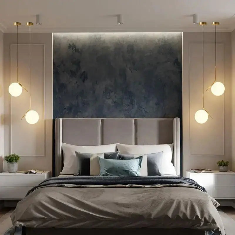 Modern gold glass ball led pendant light dining room set