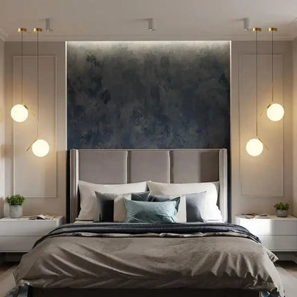 Modern gold glass ball led pendant light dining room set