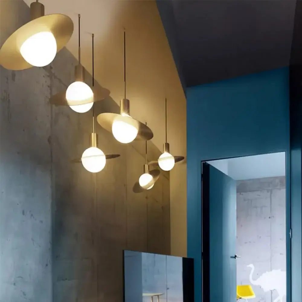 Modern gold glass ball led pendant light for dining room