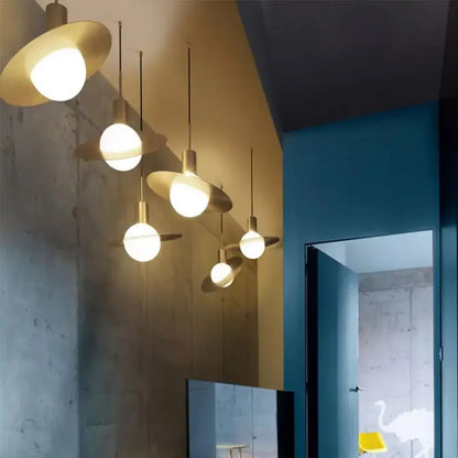 Modern gold glass ball led pendant light for dining room