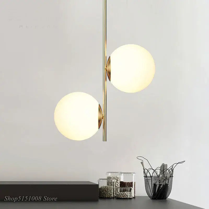Modern gold glass ball led pendant light living room