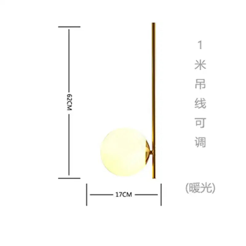 Modern gold glass ball led pendant light living room