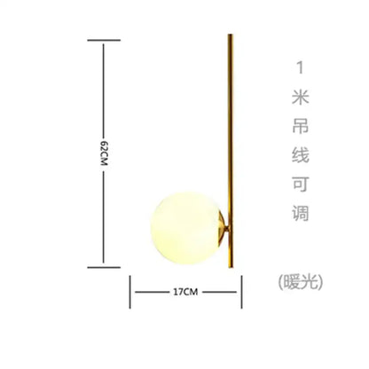 Modern gold glass ball led pendant light living room