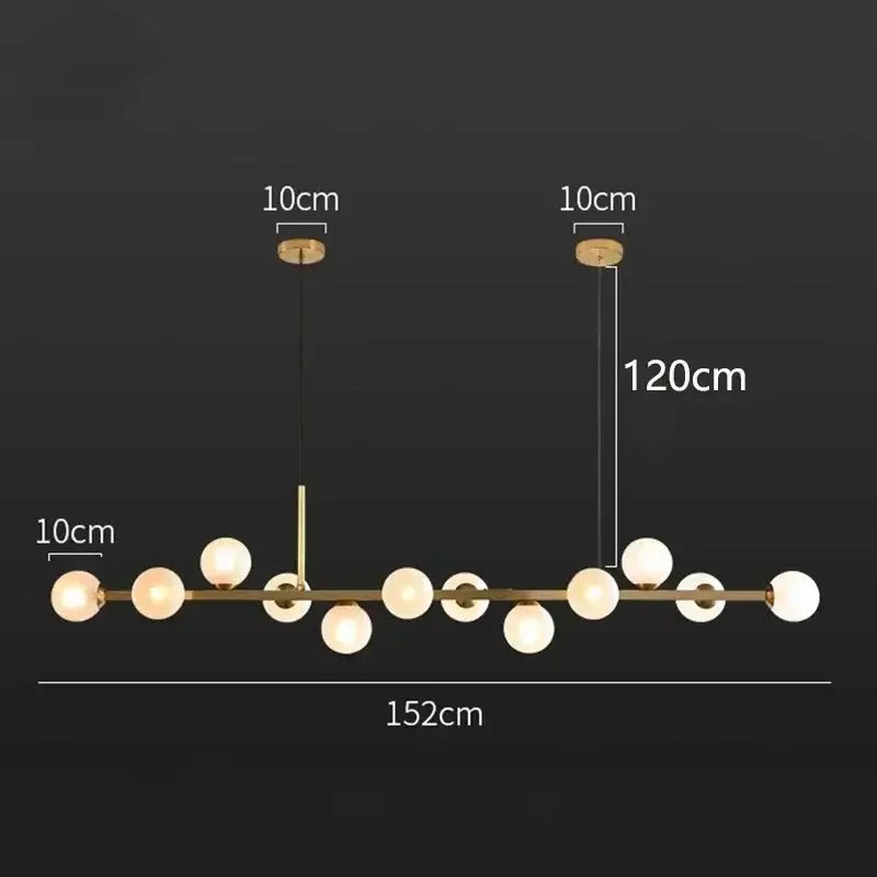 Modern gold glass ball led pendant lights dining kitchen chandelier