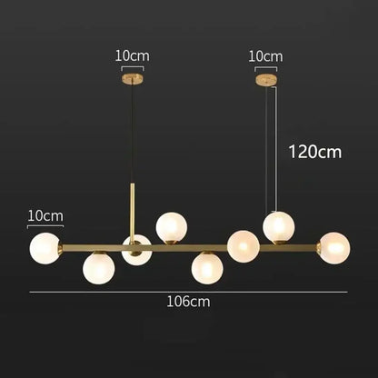 Modern gold glass ball led pendant lights dining kitchen chandelier