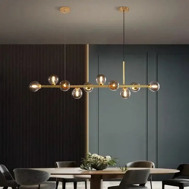 Modern gold glass ball led pendant lights dining kitchen chandelier