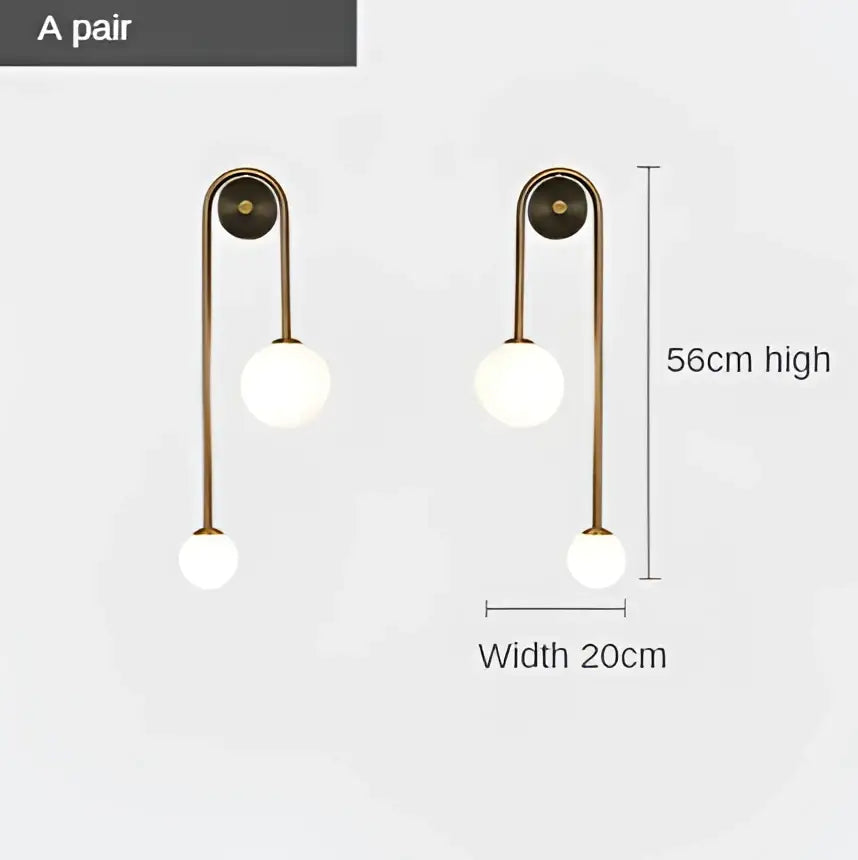 Modern gold glass ball led wall lamp for bedroom and study