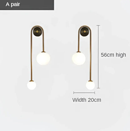 Modern gold glass ball led wall lamp for bedroom and study
