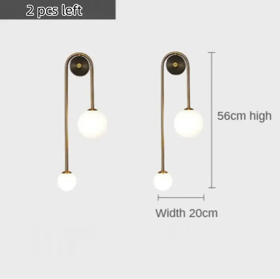Modern gold glass ball led wall lamp for bedroom and study