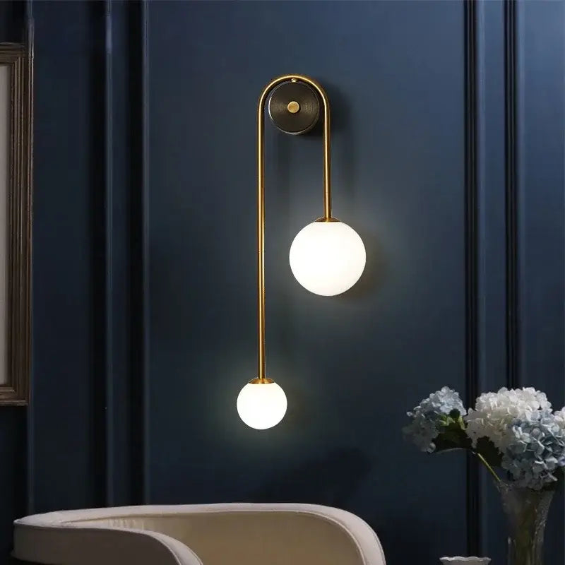 Modern gold glass ball led wall lamp for bedroom and study