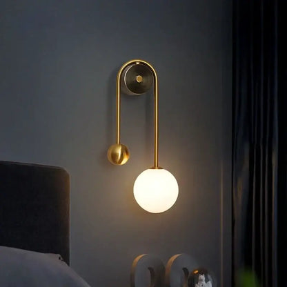 Modern gold glass ball led wall lamp for bedroom and study