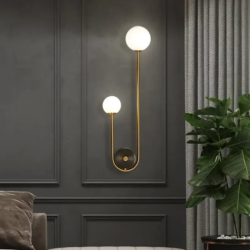Modern gold glass ball led wall lamp for bedroom and study