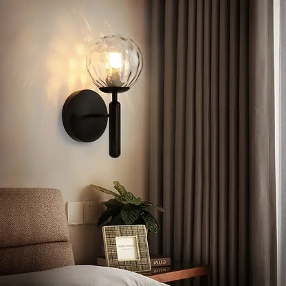 Modern gold glass ball led wall lamp for bedroom