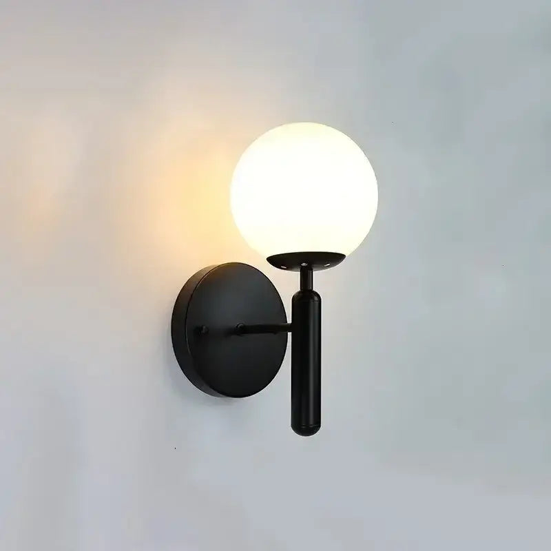 Modern gold glass ball led wall lamp for bedroom