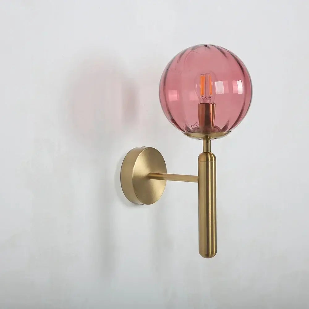 Modern gold glass ball led wall lamp for bedroom