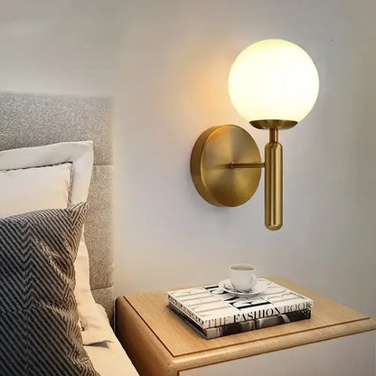 Modern gold glass ball led wall lamp for bedroom