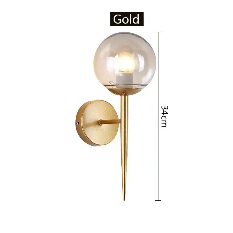 Modern gold glass ball led wall lights for bedroom passage