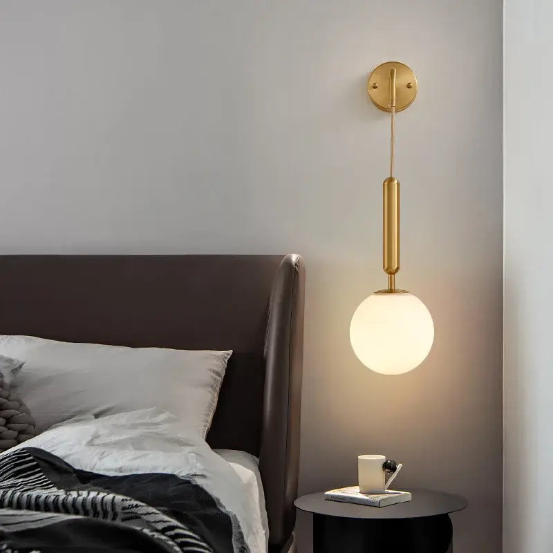 Modern gold glass ball led wall sconce for bedroom decor