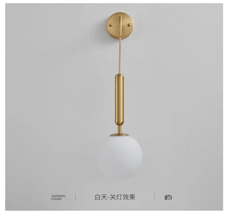 Modern gold glass ball led wall sconce for bedroom decor