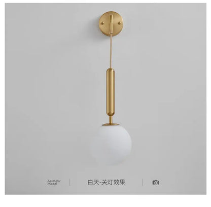 Modern gold glass ball led wall sconce for bedroom decor