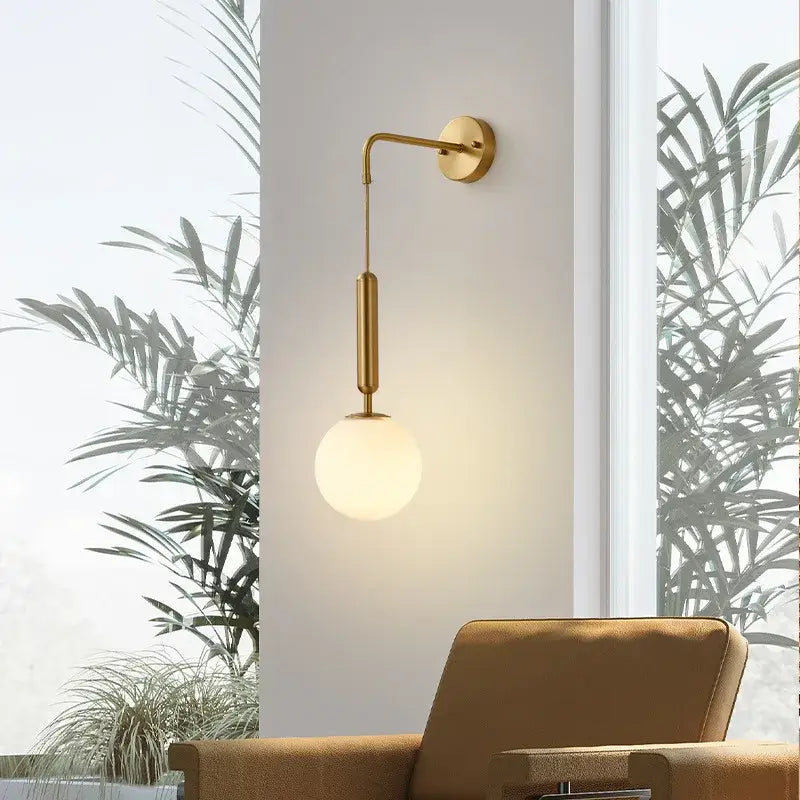 Modern gold glass ball led wall sconce for bedroom decor