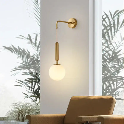 Modern gold glass ball led wall sconce for bedroom decor