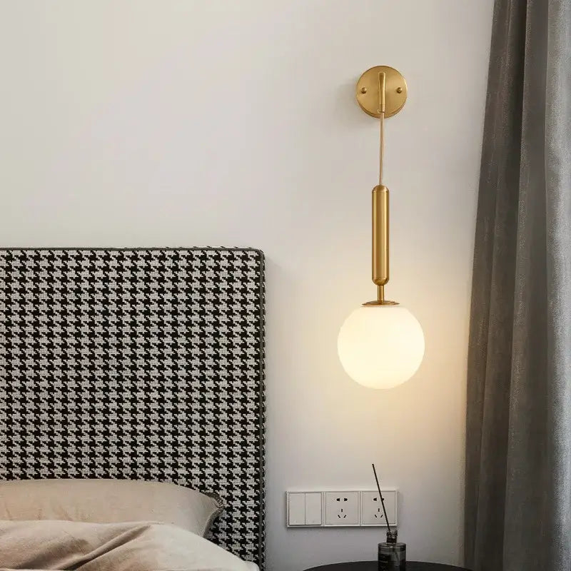 Modern gold glass ball led wall sconce for bedroom decor