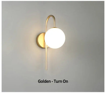 Modern gold glass ball led wall sconce for living room lighting