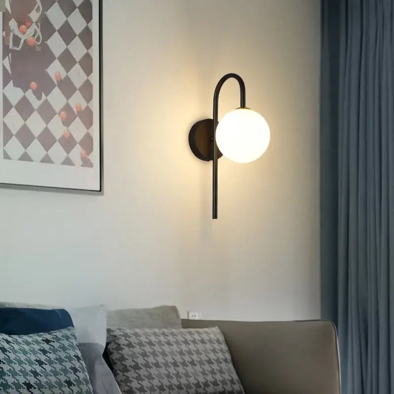 Modern gold glass ball led wall sconce for living room lighting