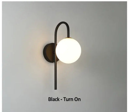 Modern gold glass ball led wall sconce for living room lighting