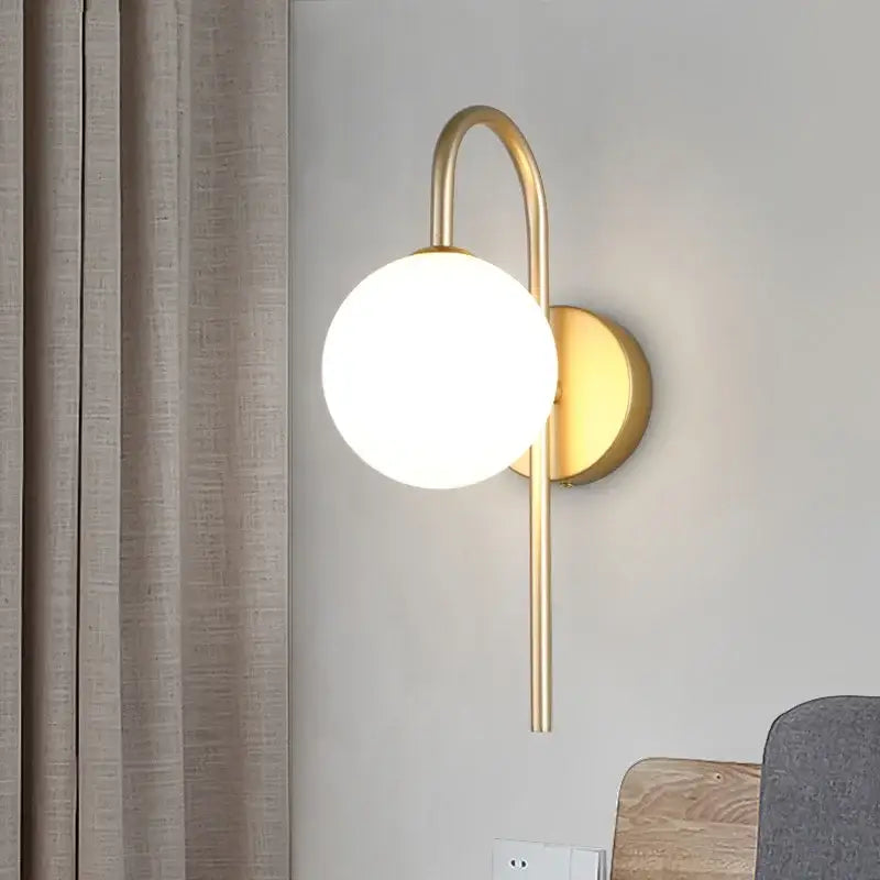 Modern gold glass ball led wall sconce for living room lighting