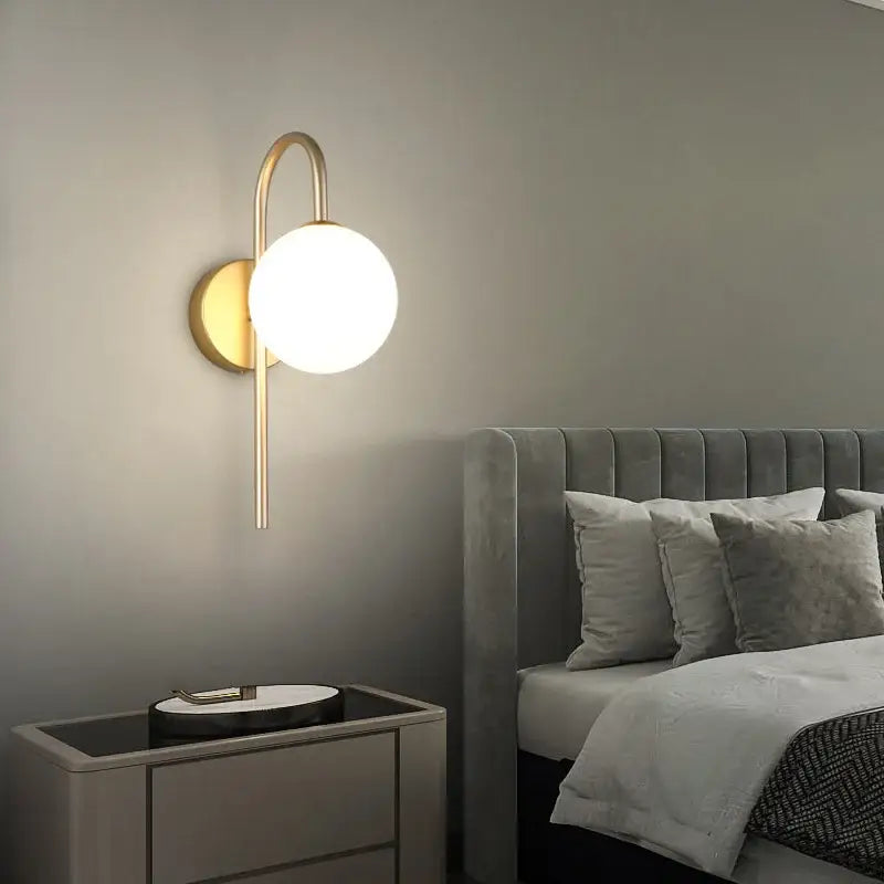 Modern gold glass ball led wall sconce for living room lighting